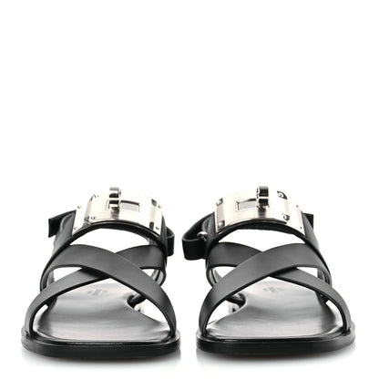 Hermes Calfskin Womens Ines Sandals 38 Black 3 of 14