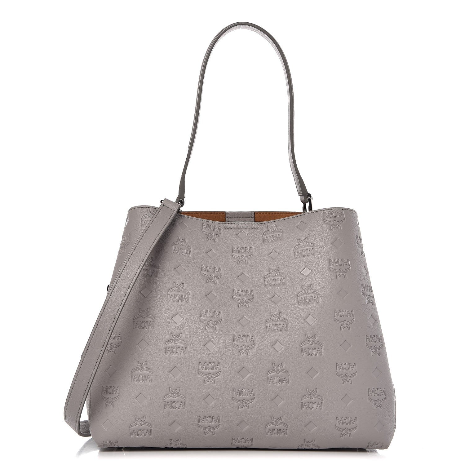 MCM Calfskin Ottomar Monogram Sarah Convertible Hobo Dove 1 of 16
