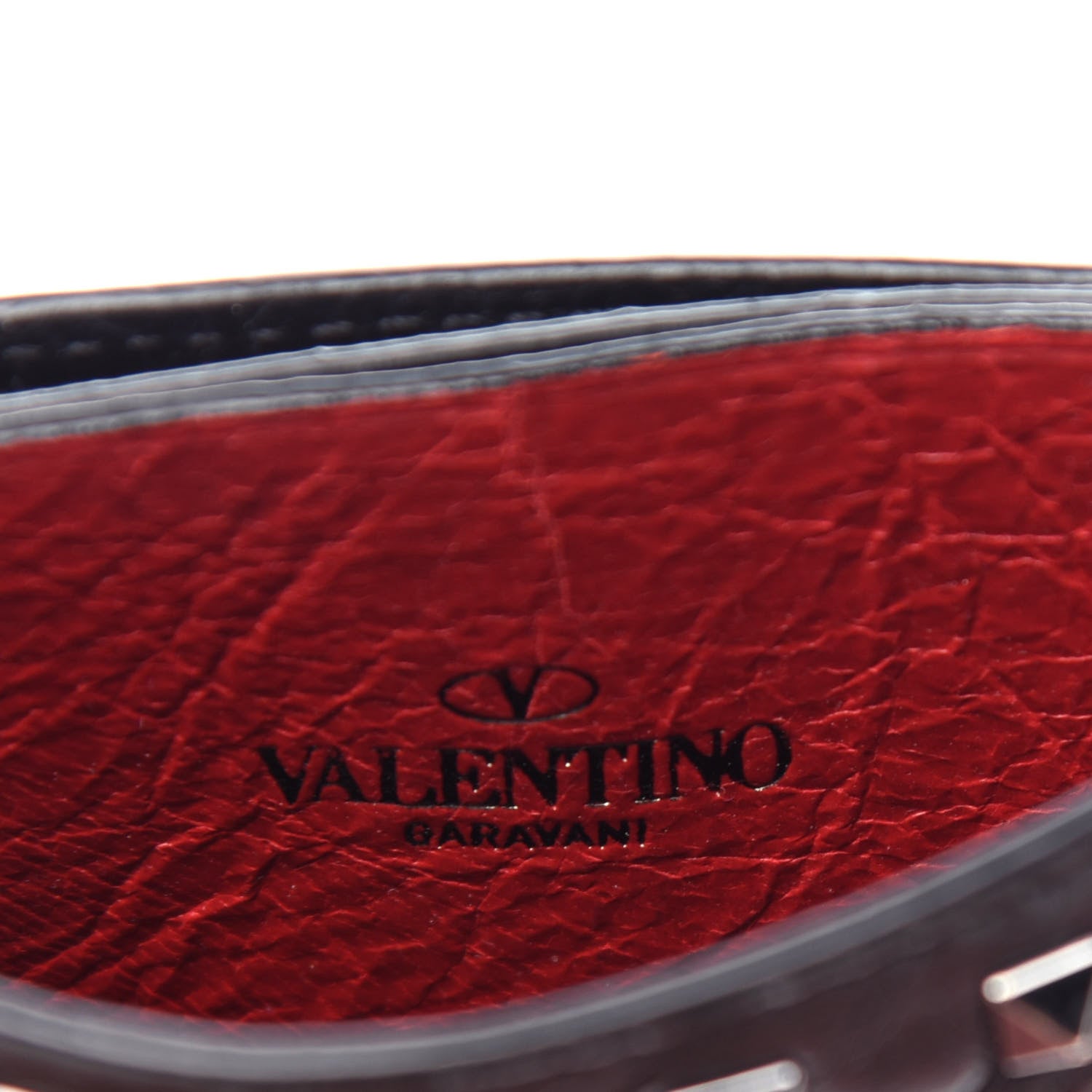 Valentino Garavani Craquele Nappa Rockstud Spike Card Holder Black 6 of 7