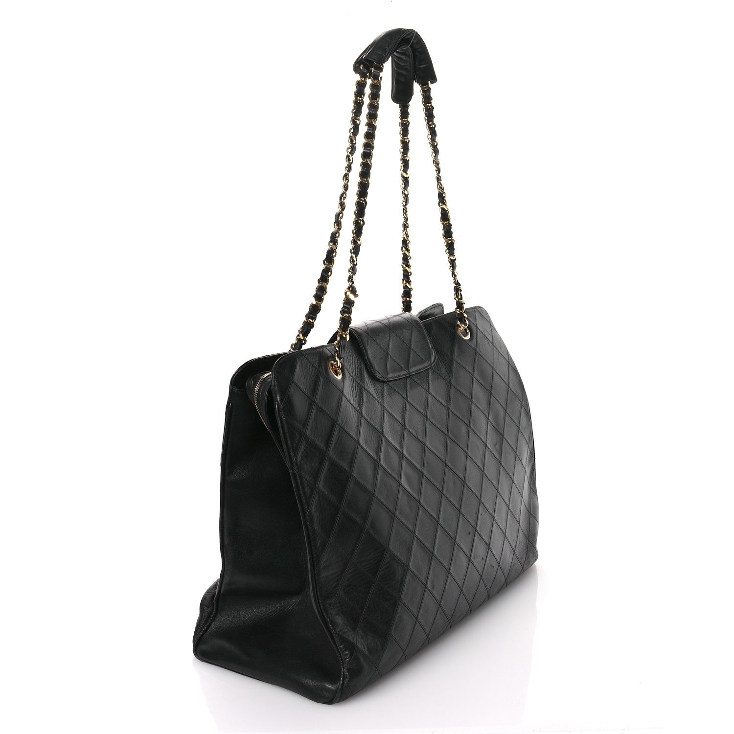Chanel Calfskin Stitched XL Weekender Black 3 of 13