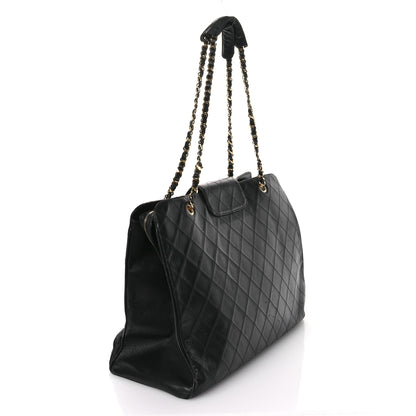 Chanel Calfskin Stitched XL Weekender Black 3 of 13