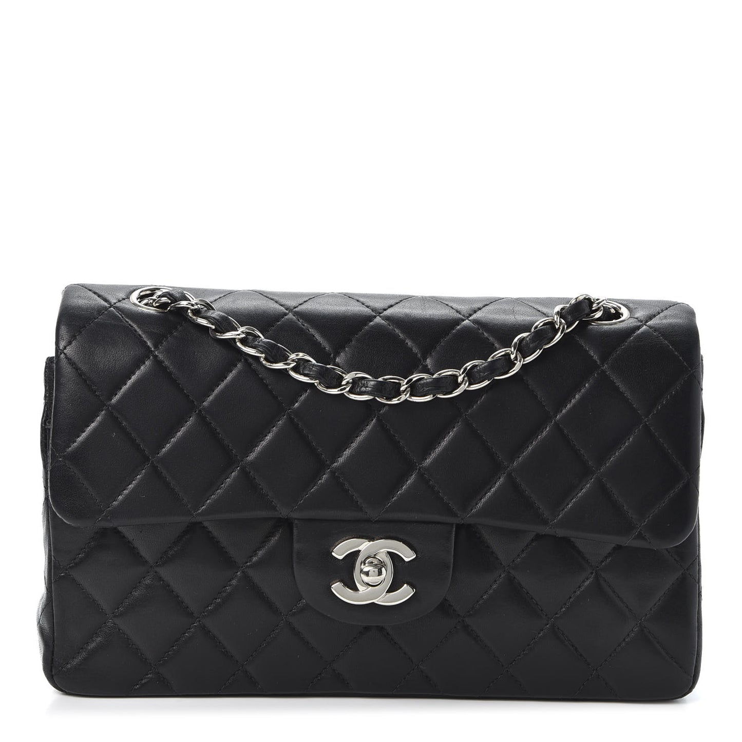 Lambskin Quilted Small Double Flap Black