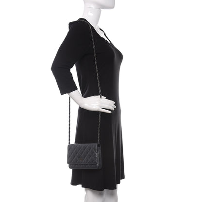 Chanel Iridescent Caviar Quilted Wallet On Chain WOC Black 2 of 12