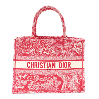 Christian Dior Canvas Embroidered Medium Dioriviera Toile De Jouy Book Tote Raspberry 1 of 10