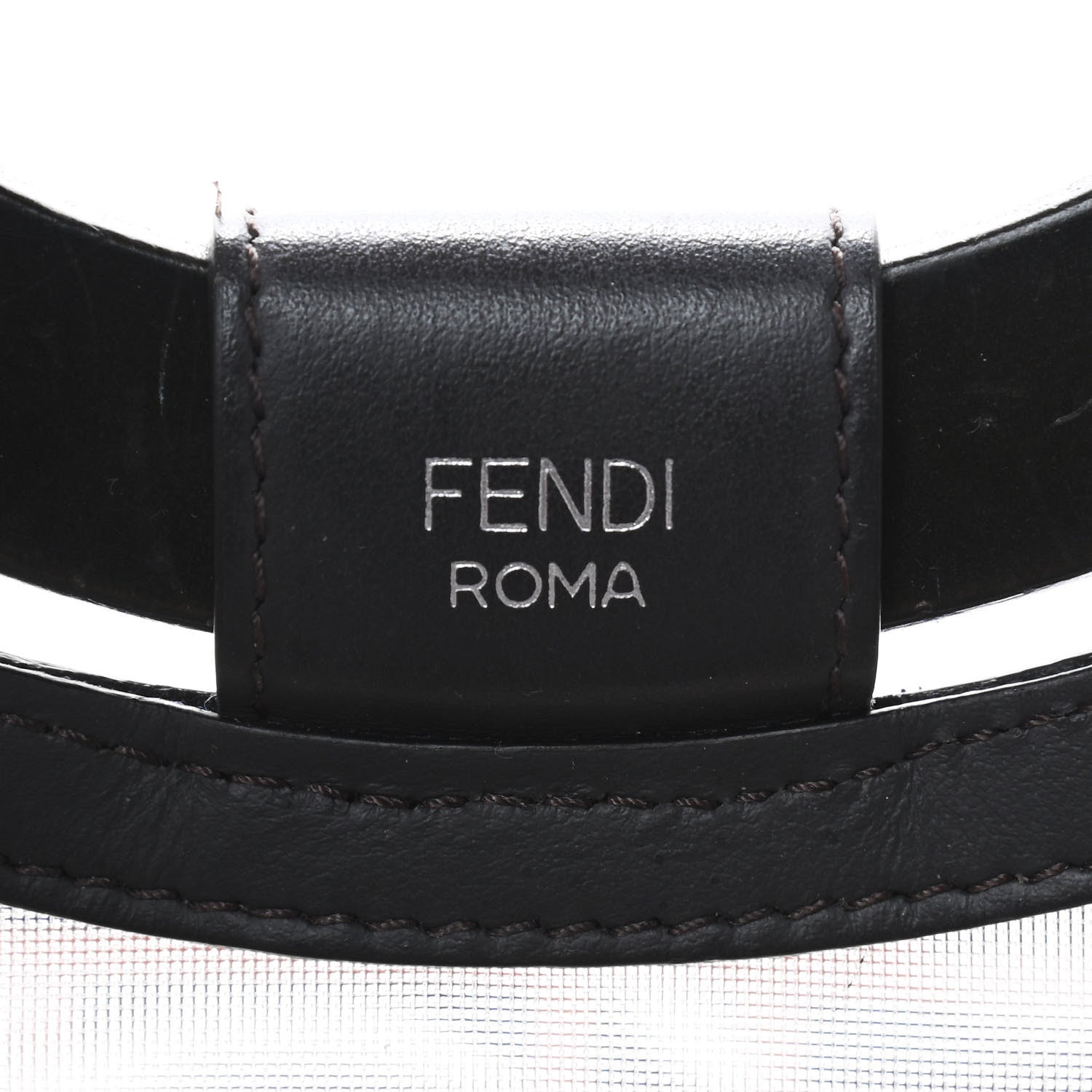 Fendi Mesh Vitello Century Cuoio FF 1974 Large Runaway Shopper Tote Marrone Black Ebano 8 of 9