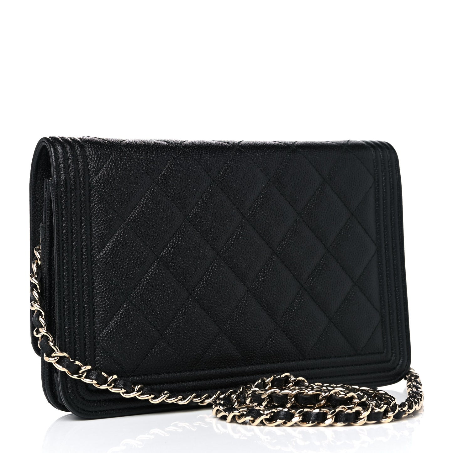 Caviar Quilted Boy Wallet On Chain WOC Black
