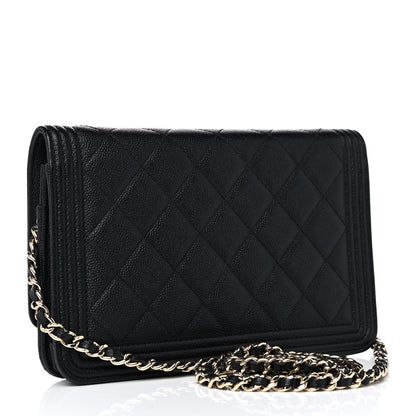 Chanel Caviar Quilted Boy Wallet On Chain WOC Black 3 of 14