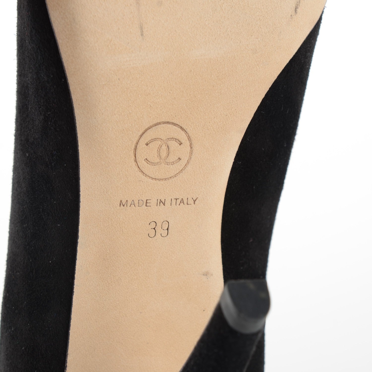 Chanel Suede Grosgrain Cap Toe CC Bow Ankle Boots 39 Black 7 of 9