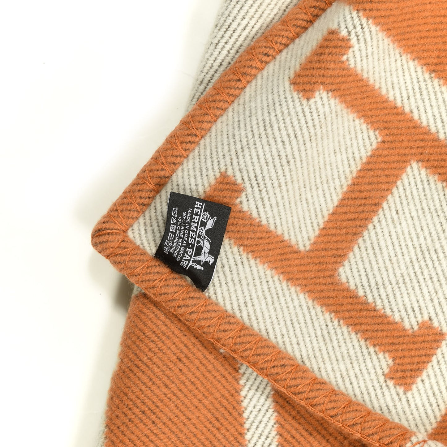Wool Cashmere Signature Classic Avalon Blanket Ecru Potiron