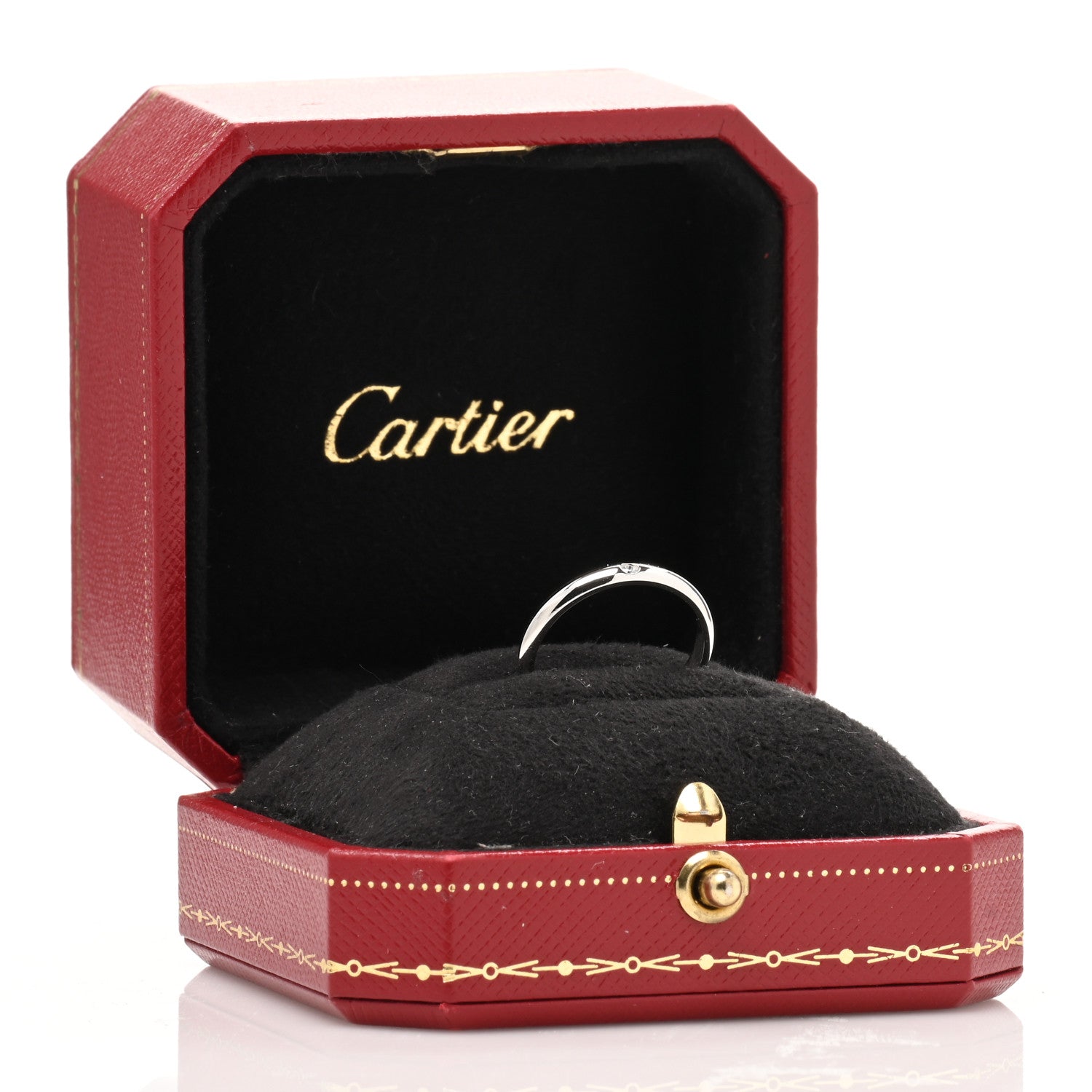 Cartier Platinum Diamond 2.6mm 1895 Wedding Band Ring 51 5.75 5 of 5