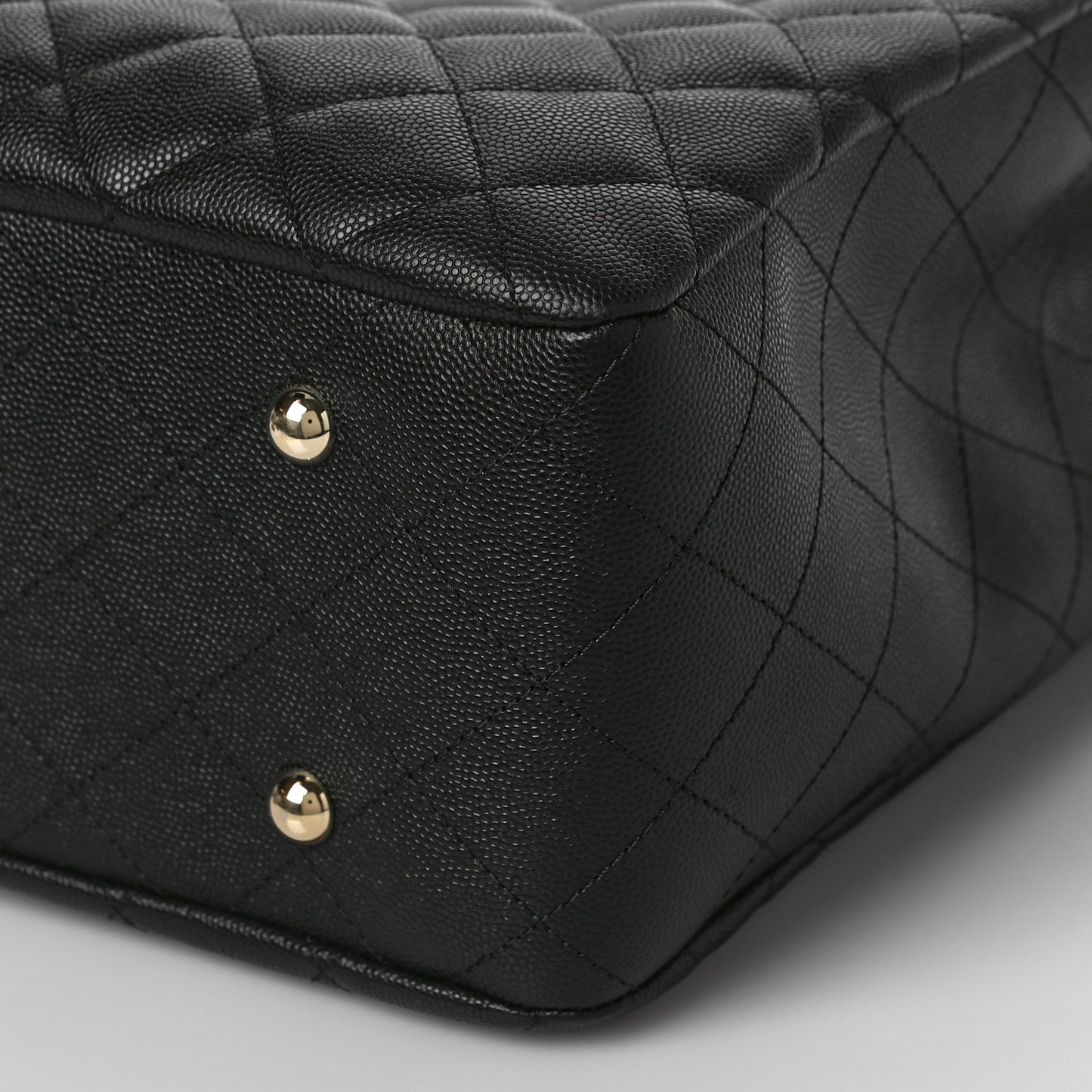 Caviar Quilted Large Shopping Tote Black