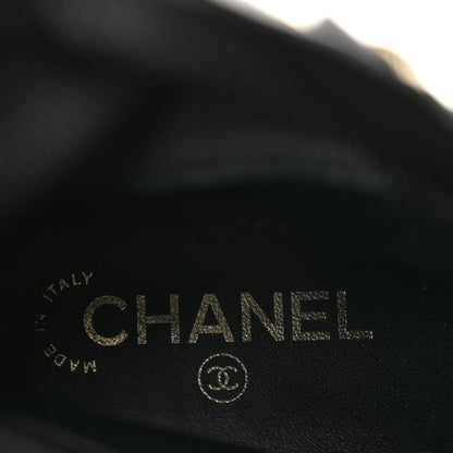 Chanel Calfskin Knit Lace Up Combat Boots 38.5 Black Dark Grey 8 of 10