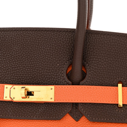 Hermes Togo Bi-Color Birkin 35 Chocolate Orange 12 of 14