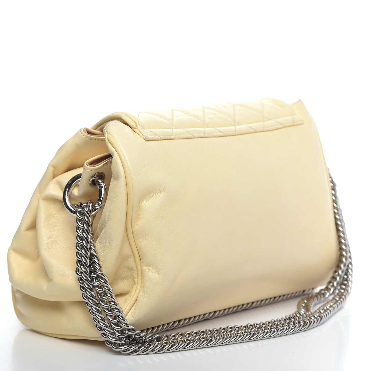 Washed Lambskin Quilted Bijoux Chain Accordion Flap White