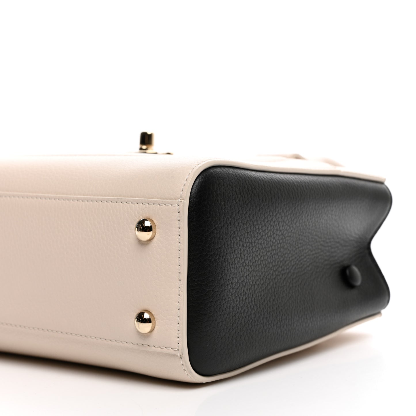 Grained Calfskin Mini Bi-Color Neo Executive Shopper Tote Beige Black