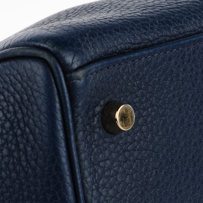 Hermes Taurillon Clemence Shoulder Kelly 40 Bleu De Malte 16 of 21