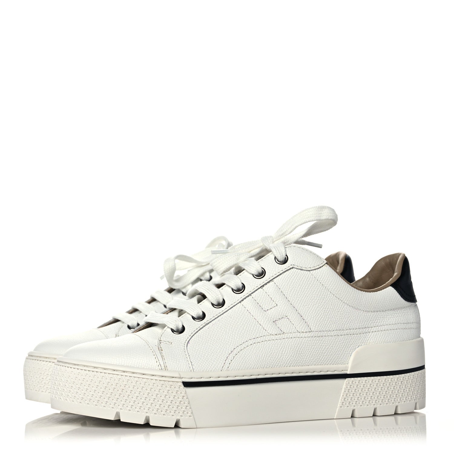 Hermes Epsom Womens Voltage Sneakers 38 White Black 3 of 9