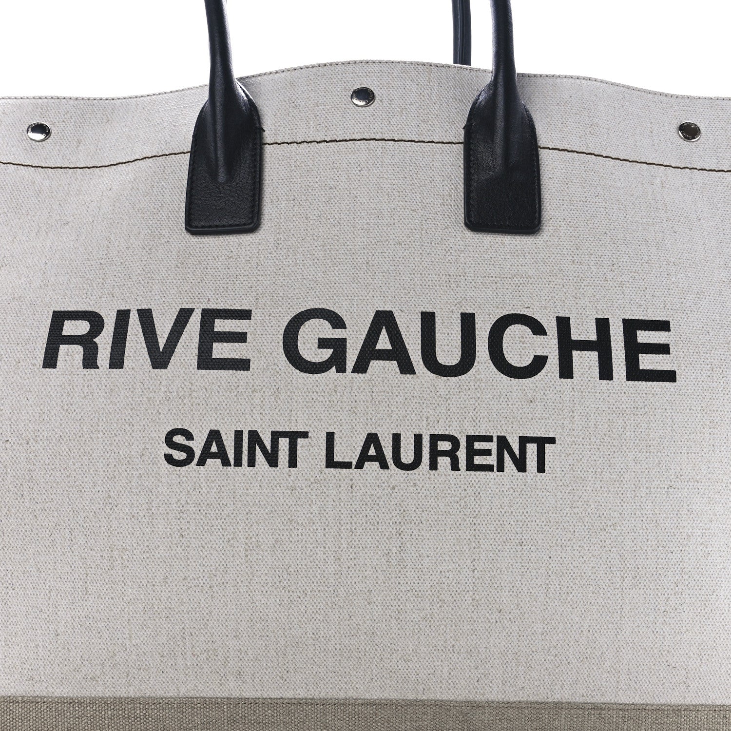 Saint Laurent Linen Calfskin Rive Gauche Tote Optic White 8 of 12