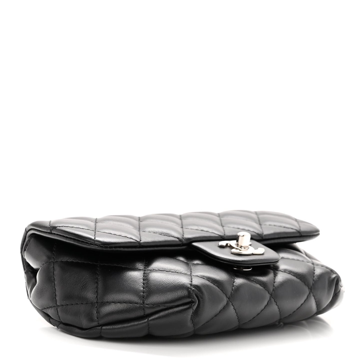 Calfskin Quilted CC Uniform Flap Belt Bag Black