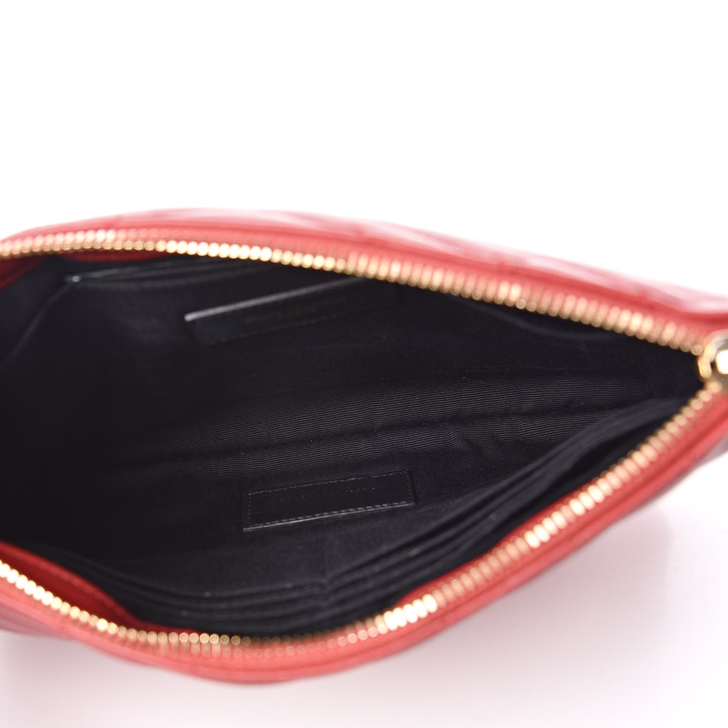 Calfskin Matelasse Chevron Monogram A5 Wristlet Red