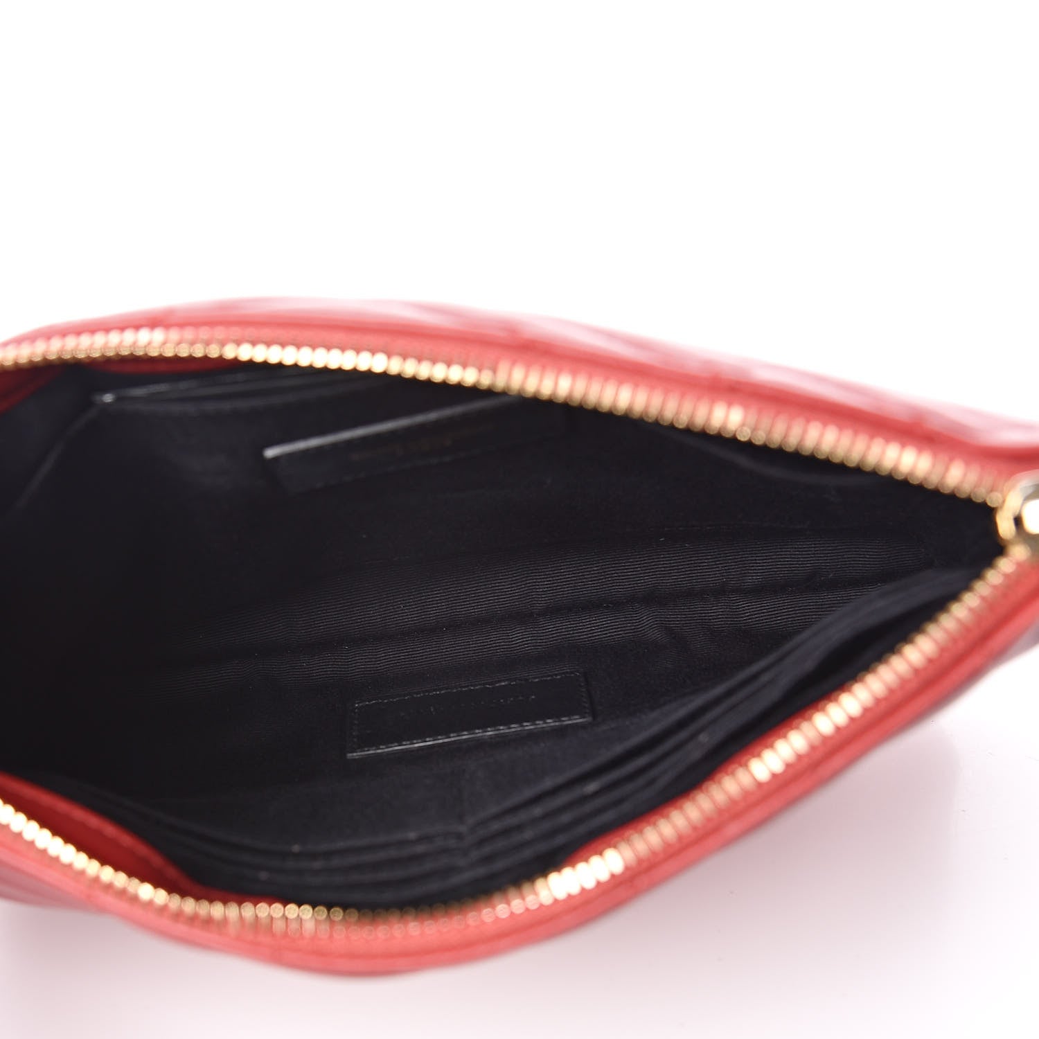 Saint Laurent Calfskin Matelasse Chevron Monogram A5 Wristlet Red 5 of 7
