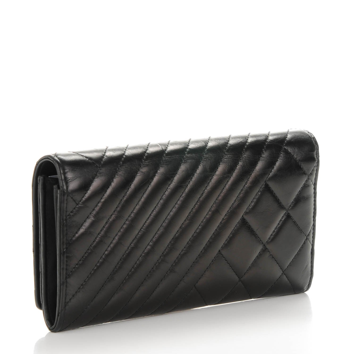 Chanel Glazed Calfskin Quilted Coco Boy Large Gusset Flap Wallet Black 3 of 9