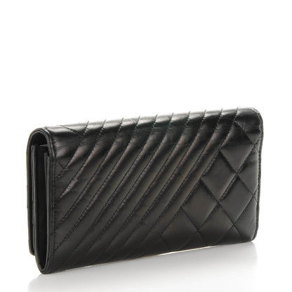 Chanel Glazed Calfskin Quilted Coco Boy Large Gusset Flap Wallet Black 3 of 9