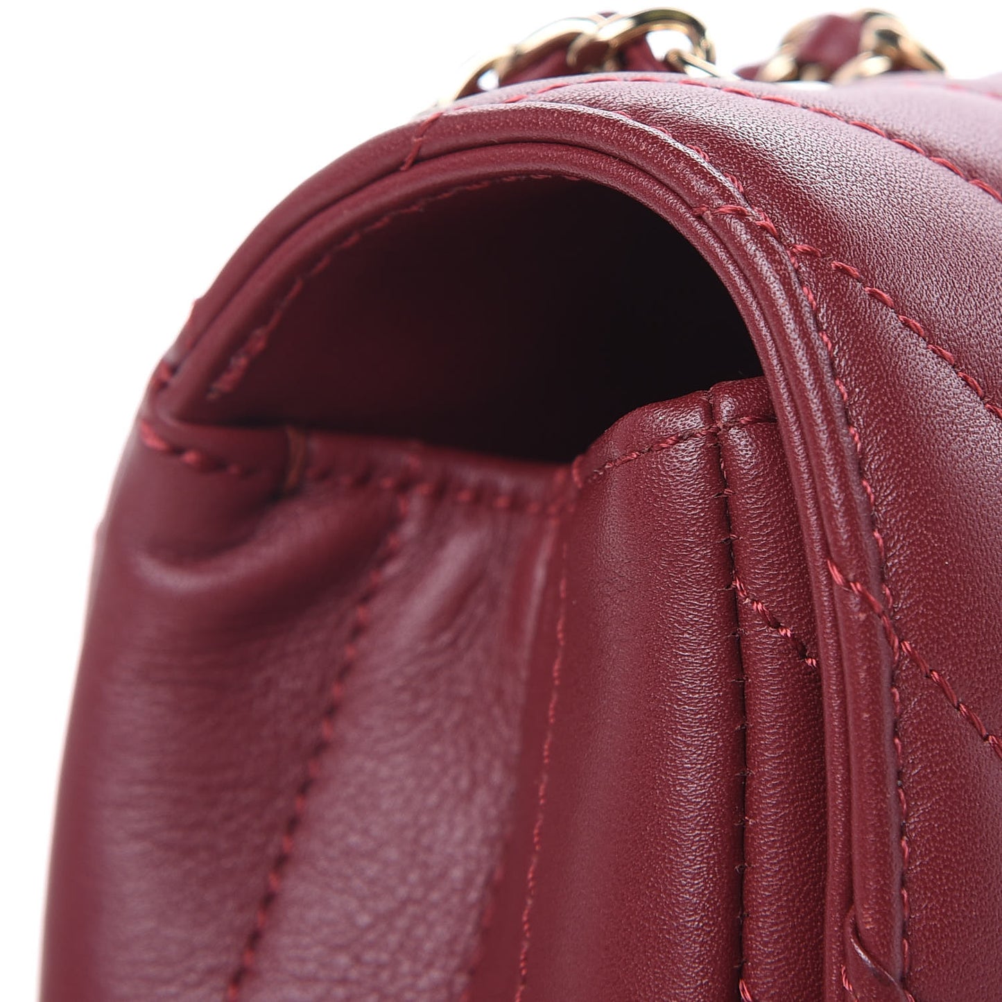Calfskin Chevron Quilted Mini Statement Flap Burgundy
