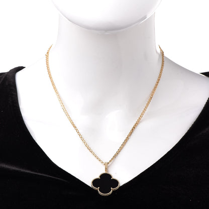 Van Cleef & Arpels 18K Yellow Gold Black Onyx Magic Alhambra Pendant Necklace 2 of 6