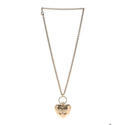 Chanel Metal CC Heart Locket Necklace Gold 3 of 4