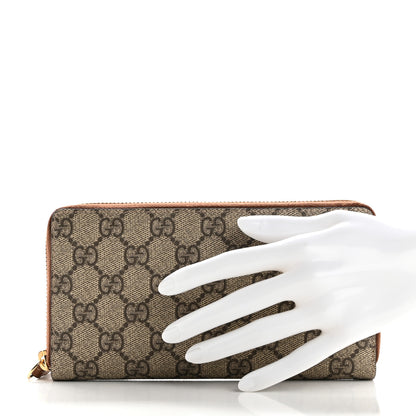Gucci GG Supreme Monogram Cuoio Toscano Zip Around Wallet Beige Ebony Cuir 2 of 8