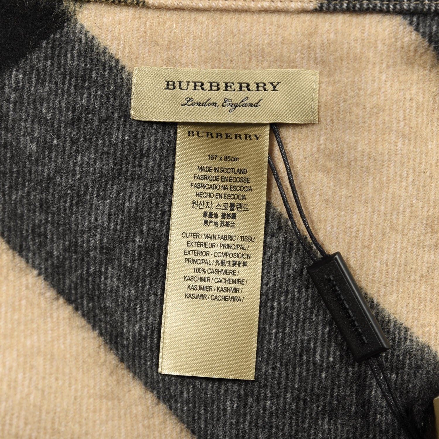 Burberry Cashmere Check Bandana Scarf Camel Ash Rose 3 of 3