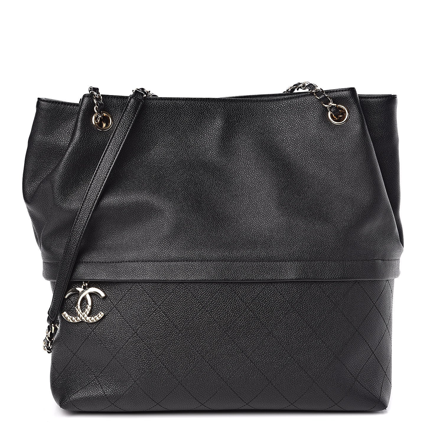 Chanel Crumpled Grained Calfskin Zip and Carry Shopping Tote Black 1 of 14