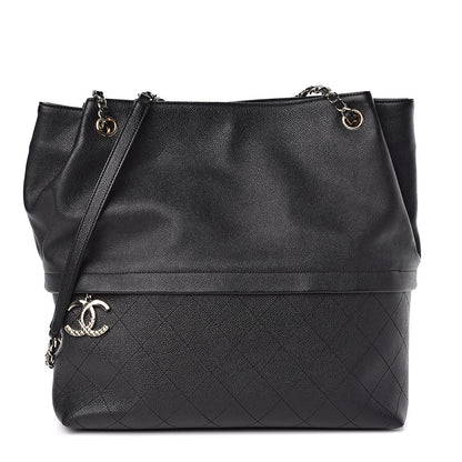 Chanel Crumpled Grained Calfskin Zip and Carry Shopping Tote Black 1 of 14