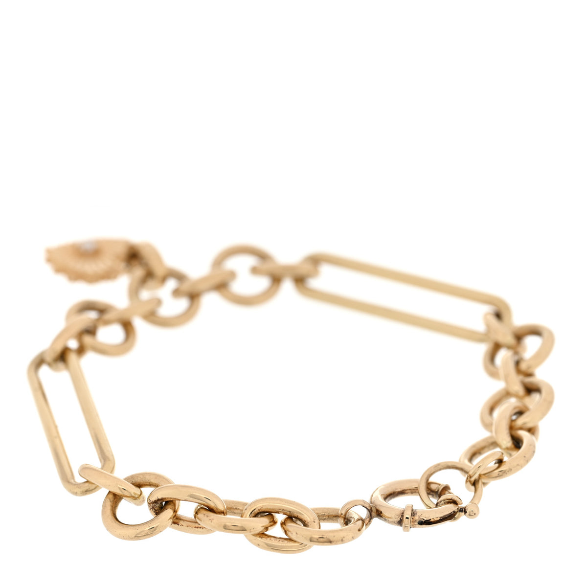 Foundrae 18K Yellow Gold Diamond Pave Star Heart Miniature Medallion Medium Mixed Midsize Clip Bracelet 2 of 5