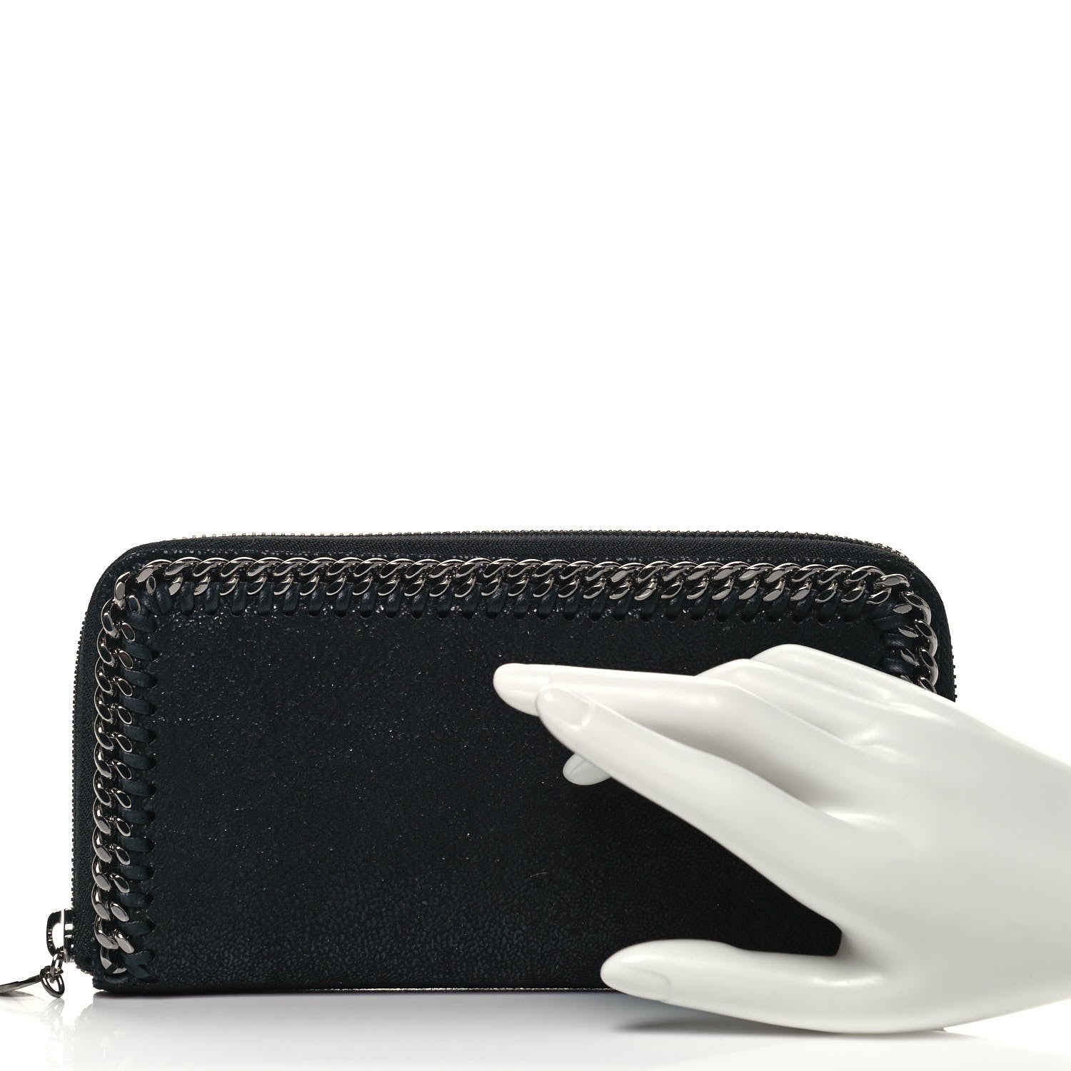 Stella McCartney Shaggy Deer Falabella Zip Around Wallet Black 2 of 7