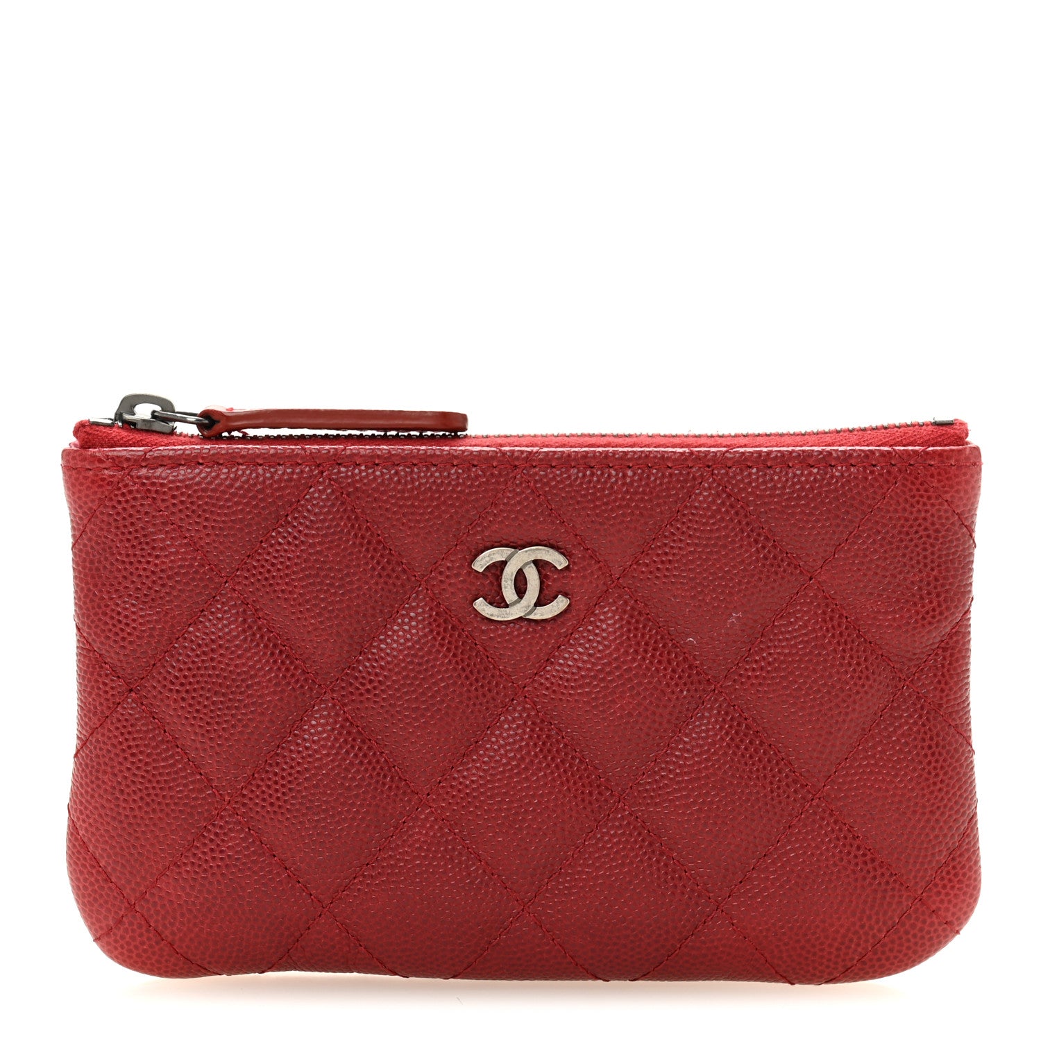 Chanel Caviar Quilted Small Cosmetic Case Dark Red 1 of 10