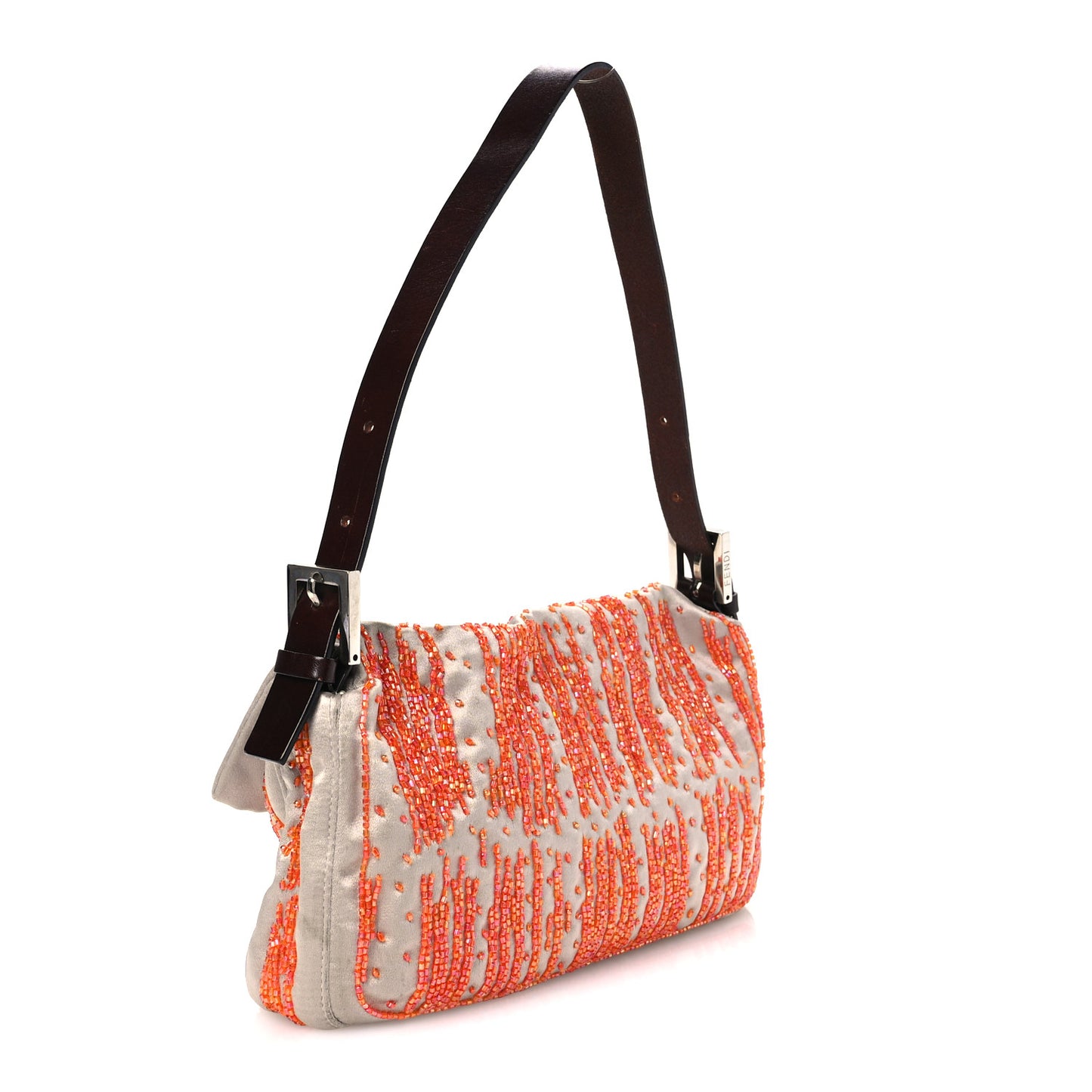 Satin Lizard Beaded Baguette Grey Orange