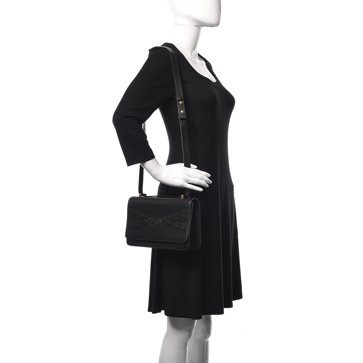 Versace Calfskin Tribute X Shoulder Bag Black 2 of 9
