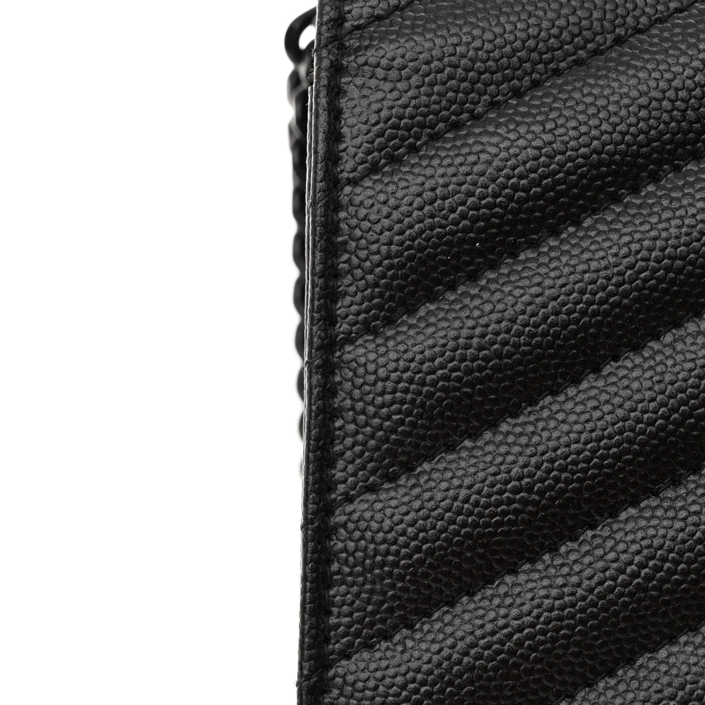 Grain De Poudre Matelasse Chevron Monogram Monochrome Chain Wallet Black