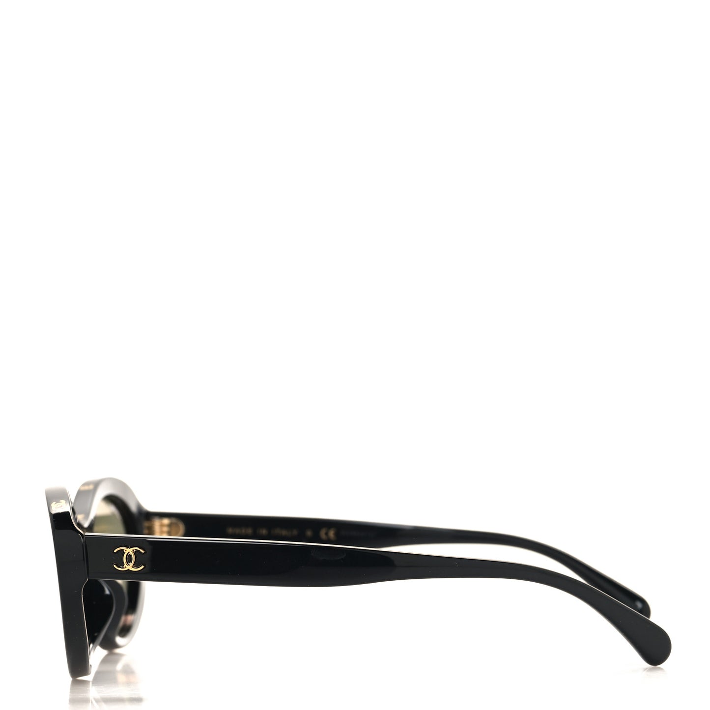 Acetate 24K Gold Mirror Oval Sunglasses 5416-A Black