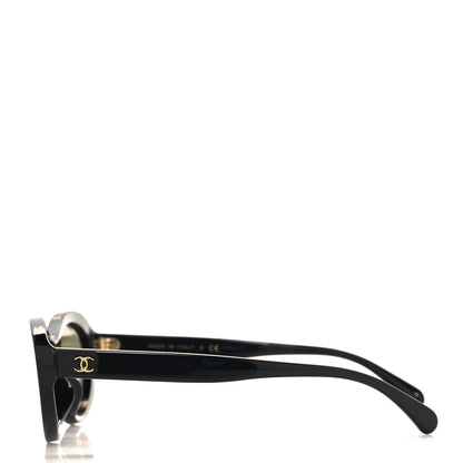 Chanel Acetate 24K Gold Mirror Oval Sunglasses 5416-A Black 3 of 8