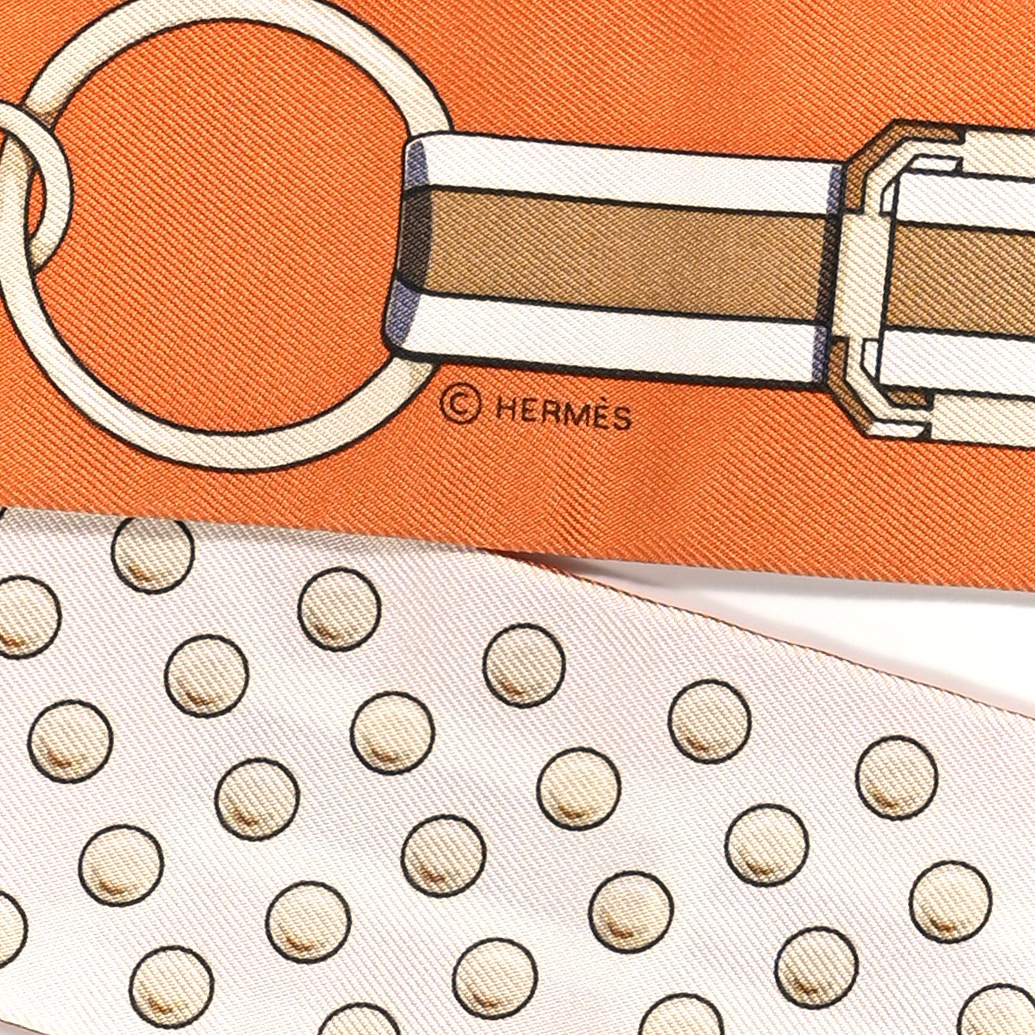 Hermes Silk Grand Tralala Twilly Creme Roux Corail 4 of 4