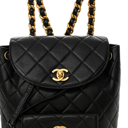 Chanel Lambskin Quilted Drawstring Backpack Black 9 of 15