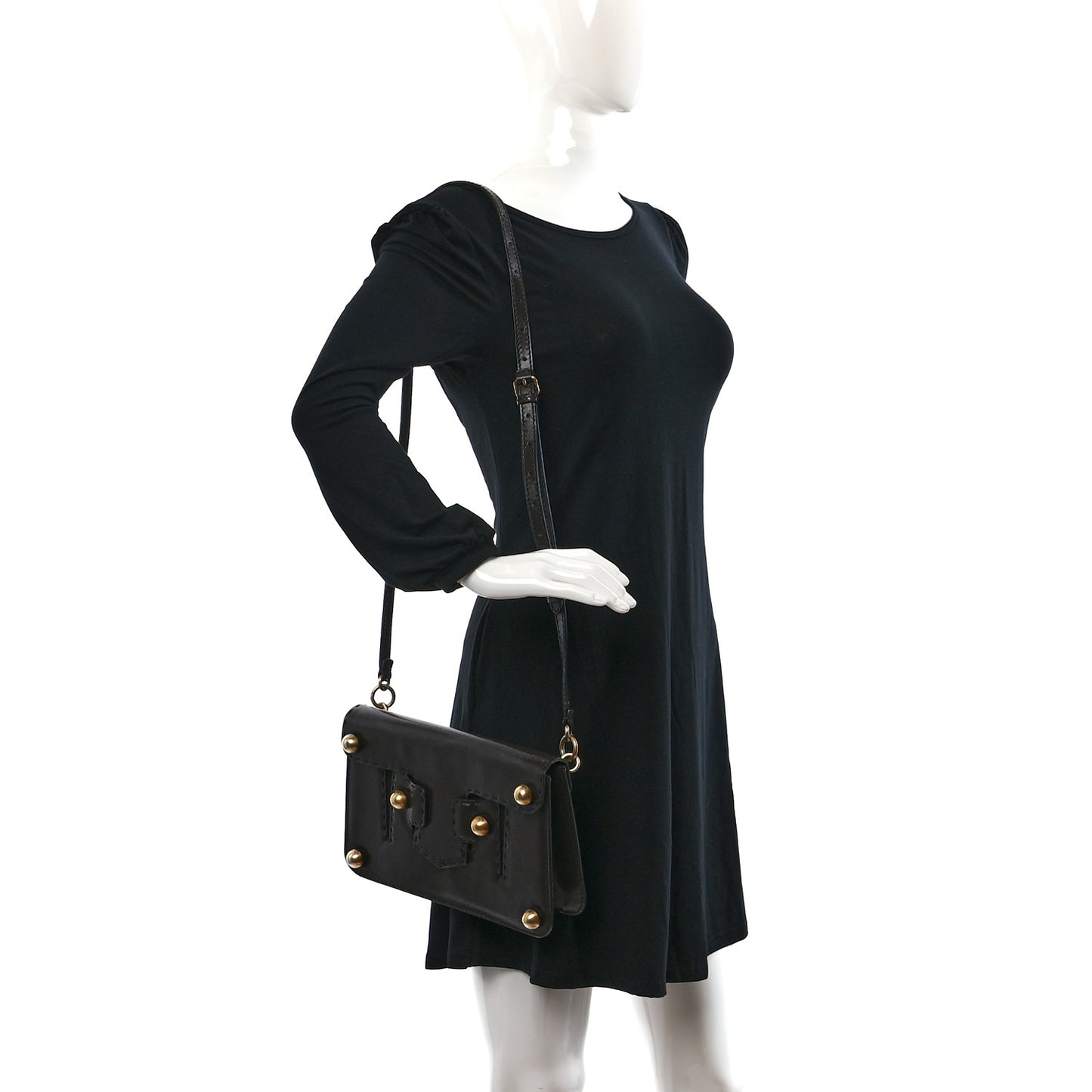 Glazed Calfskin Secret Code Crossbody Black