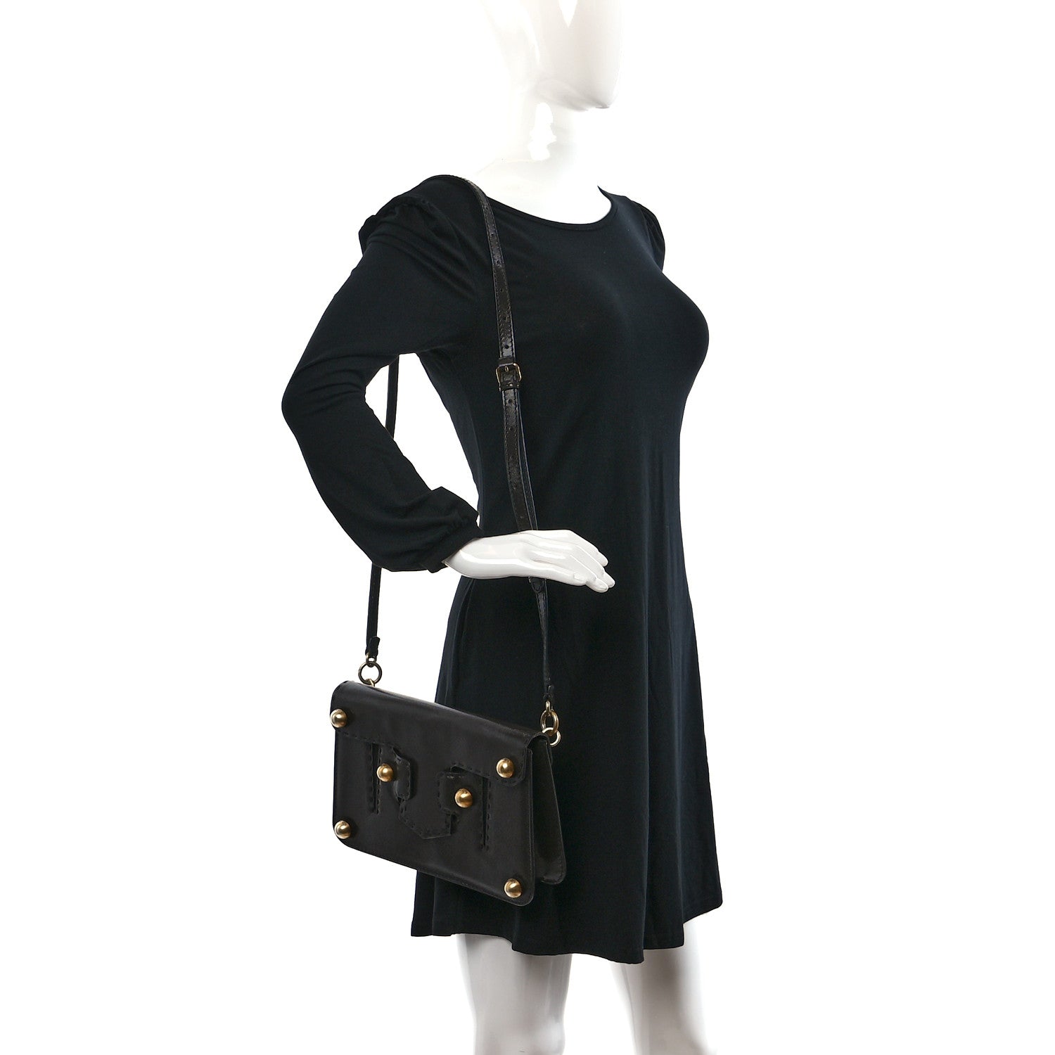 Fendi Glazed Calfskin Secret Code Crossbody Black 2 of 10