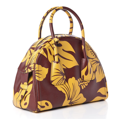 Prada Saffiano Hibiscus Print Bowling Bag Zafferano 3 of 16