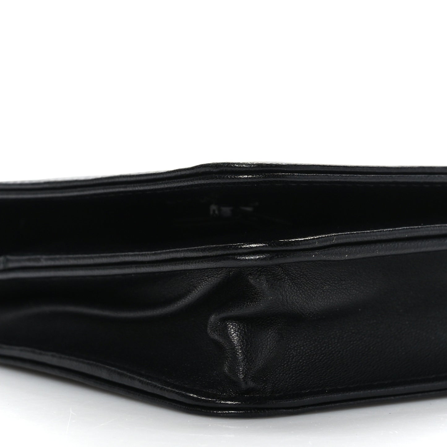 Grained Calfskin Chevron Quilted Boy Wallet On Chain WOC Black