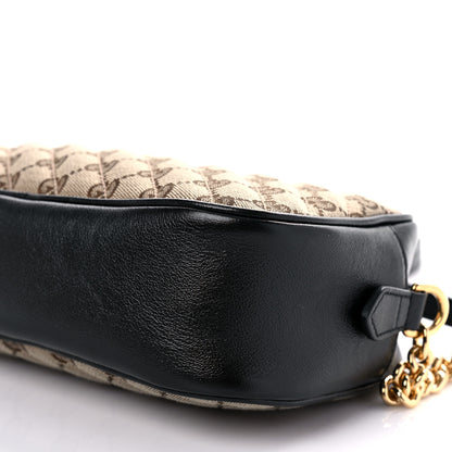 Gucci Monogram Matelasse Diagonal Small GG Marmont Chain Shoulder Bag Beige Black 10 of 11