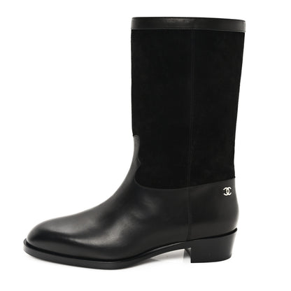 Chanel Suede Calfskin CC Short Boots 41 Black 1 of 10